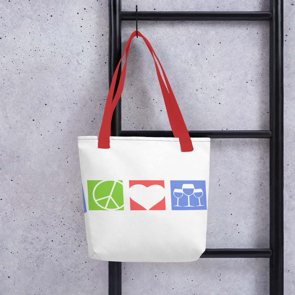 Peace Love and Wine Tote bag