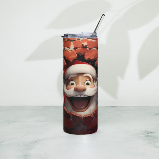 Santa in brick wall stainless steel tumbler