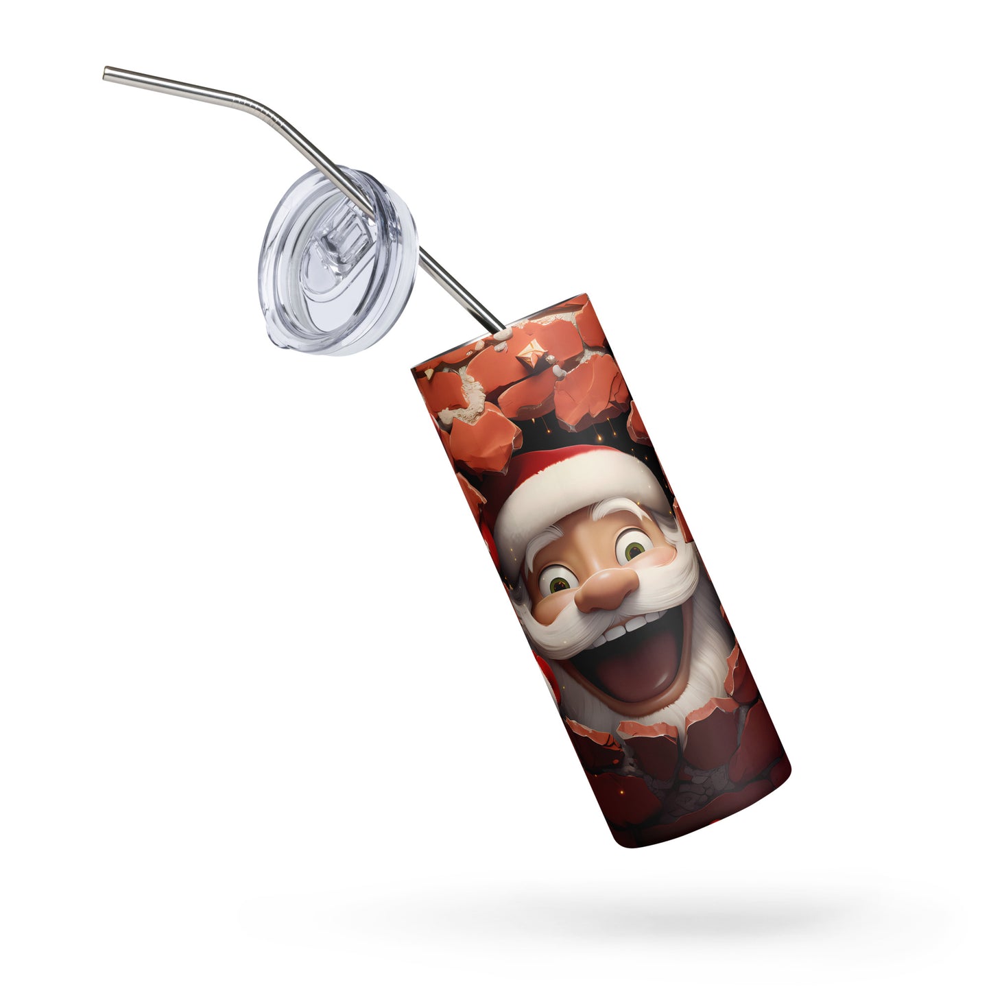 Santa in brick wall stainless steel tumbler