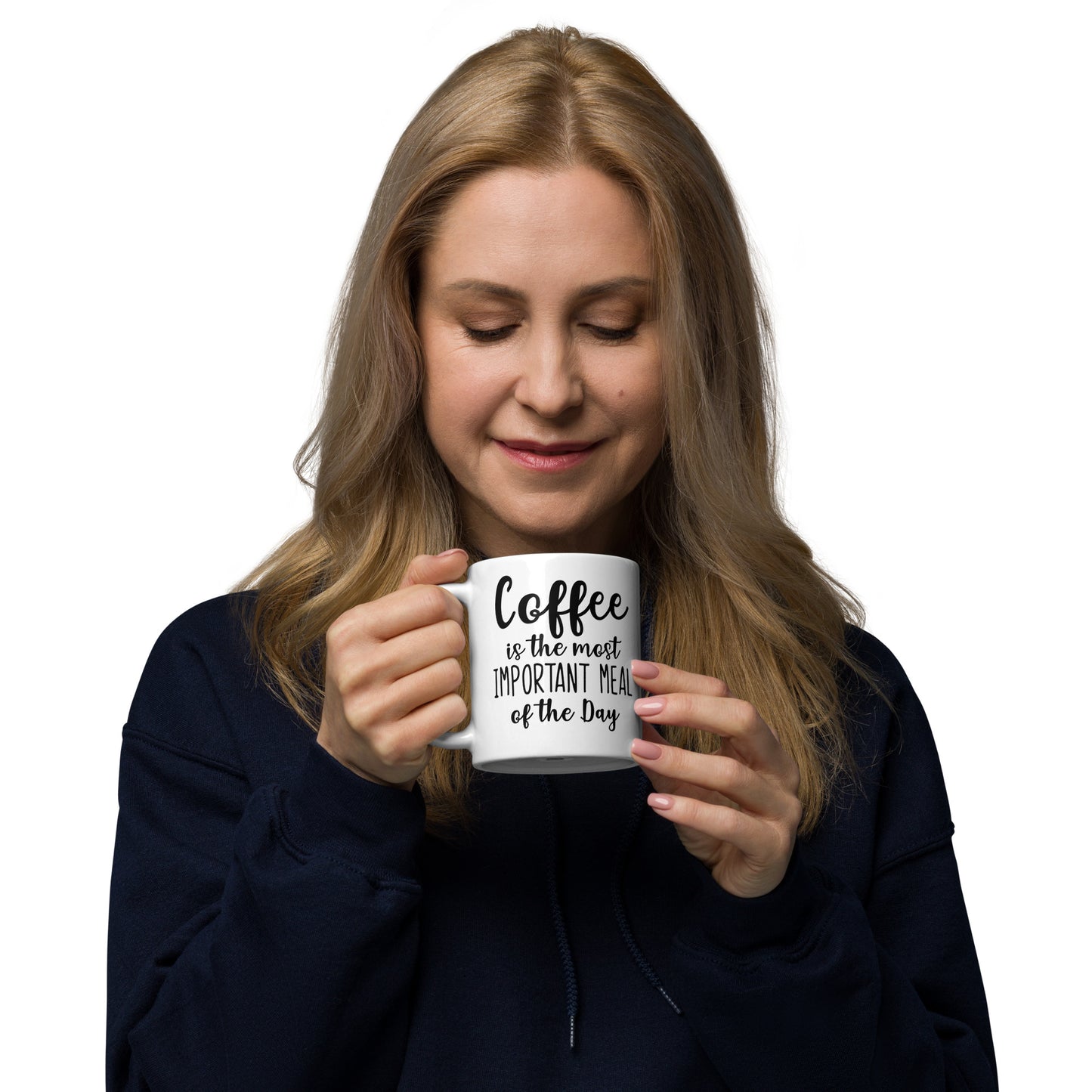 Coffee Most Important Meal White glossy mug