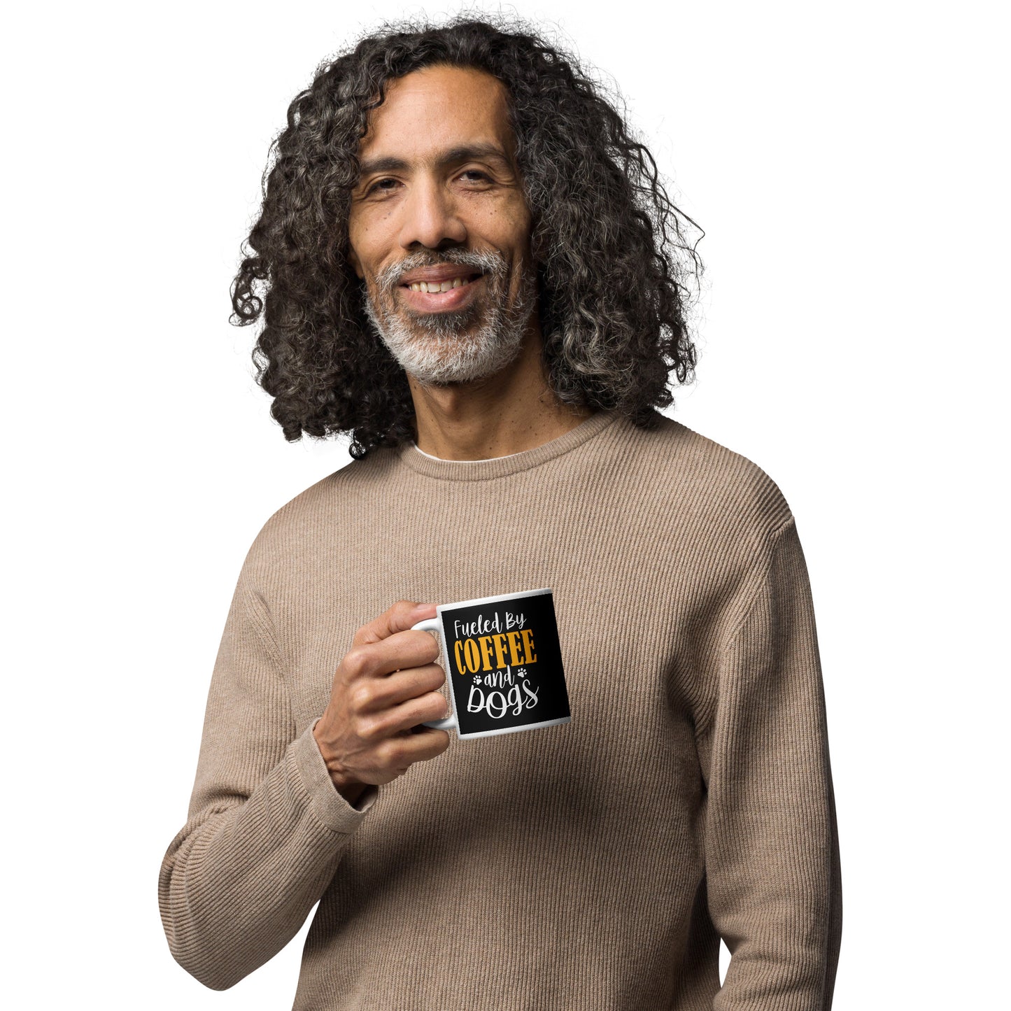 Fueled by Coffee & Dogs white glossy mug