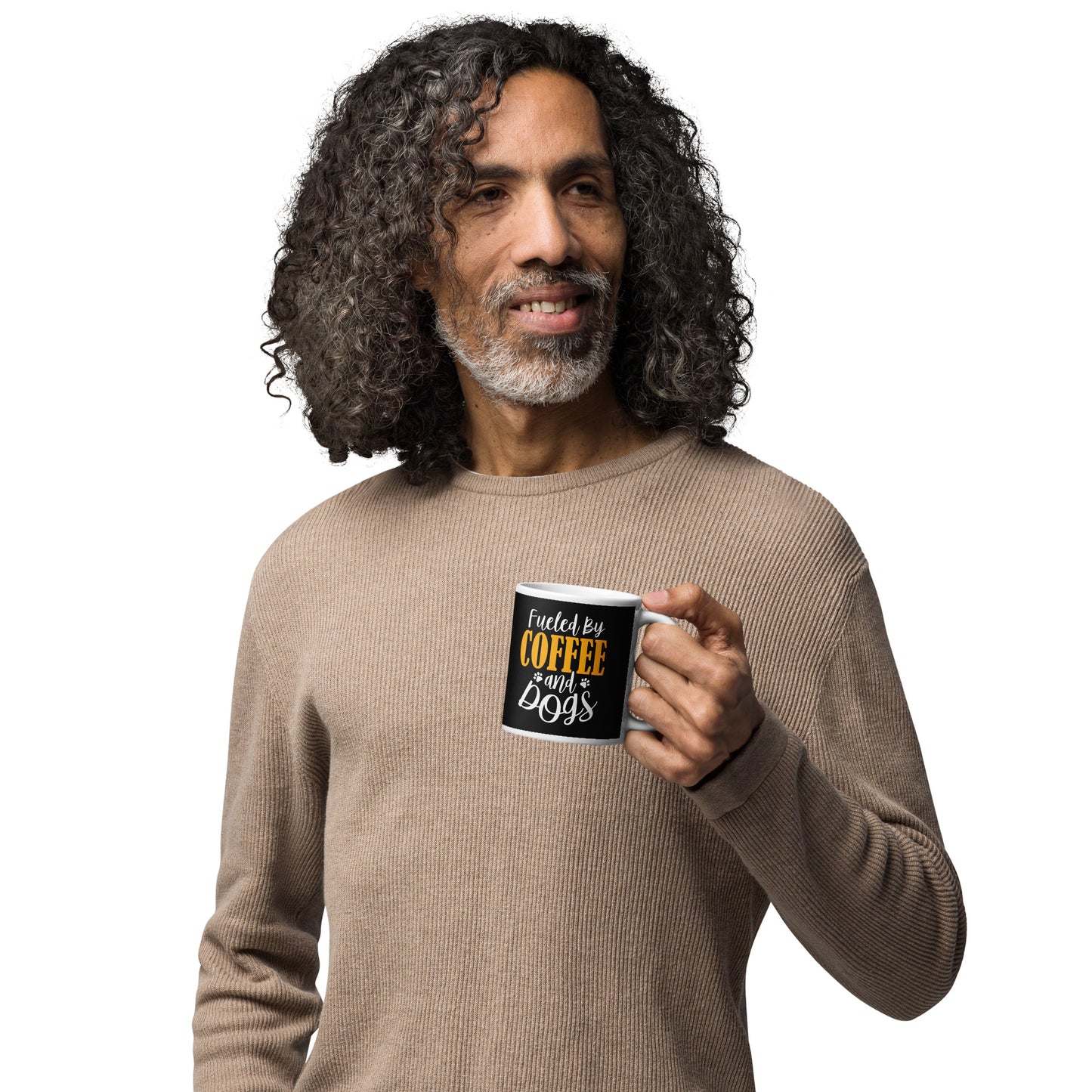 Fueled by Coffee & Dogs white glossy mug