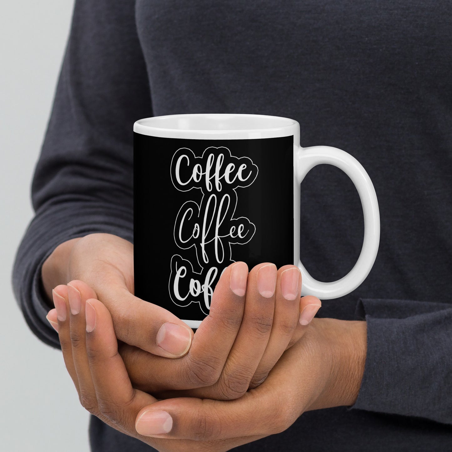 Coffee Coffee Coffee white glossy mug