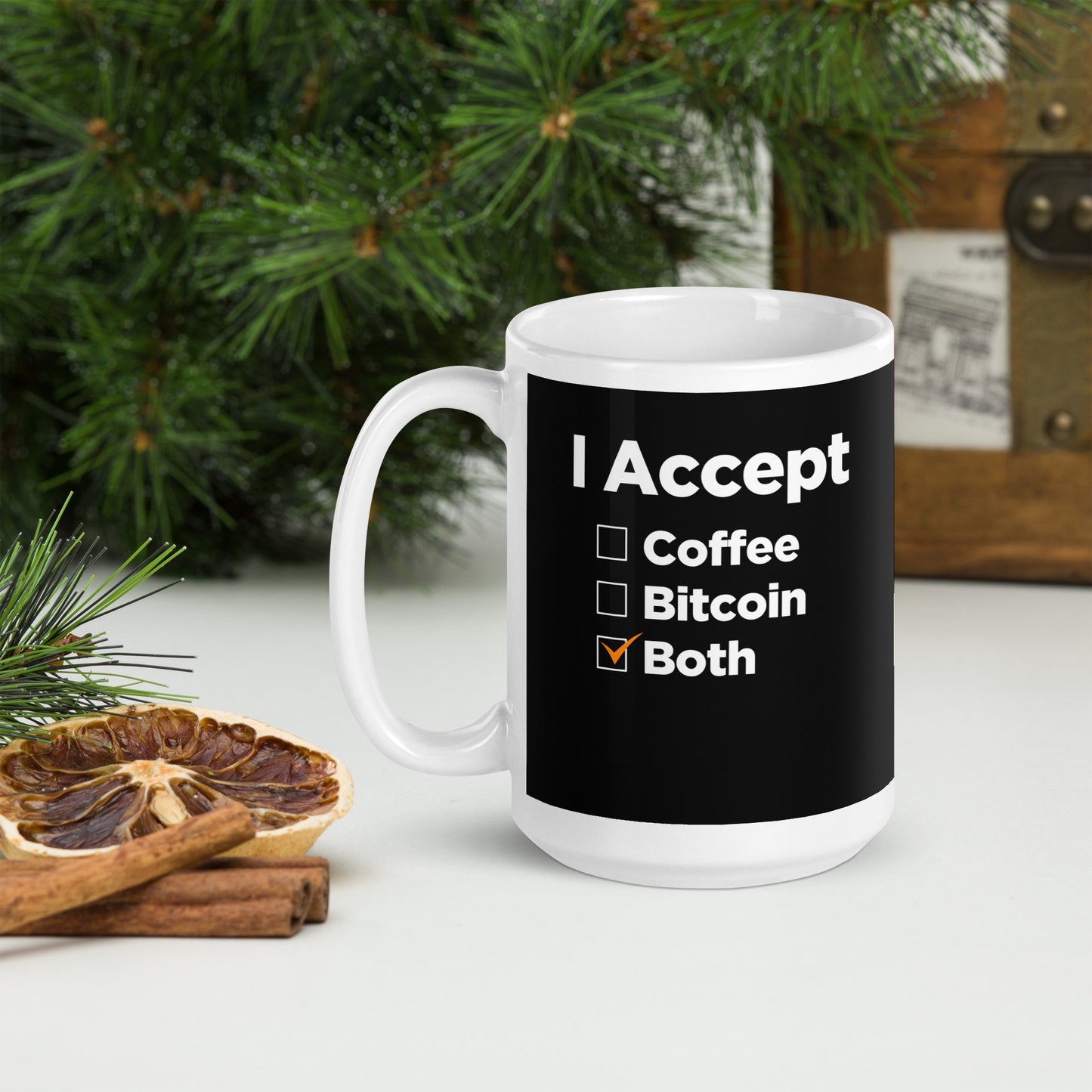 I Accept Bitcoin & Coffee Glossy Mug