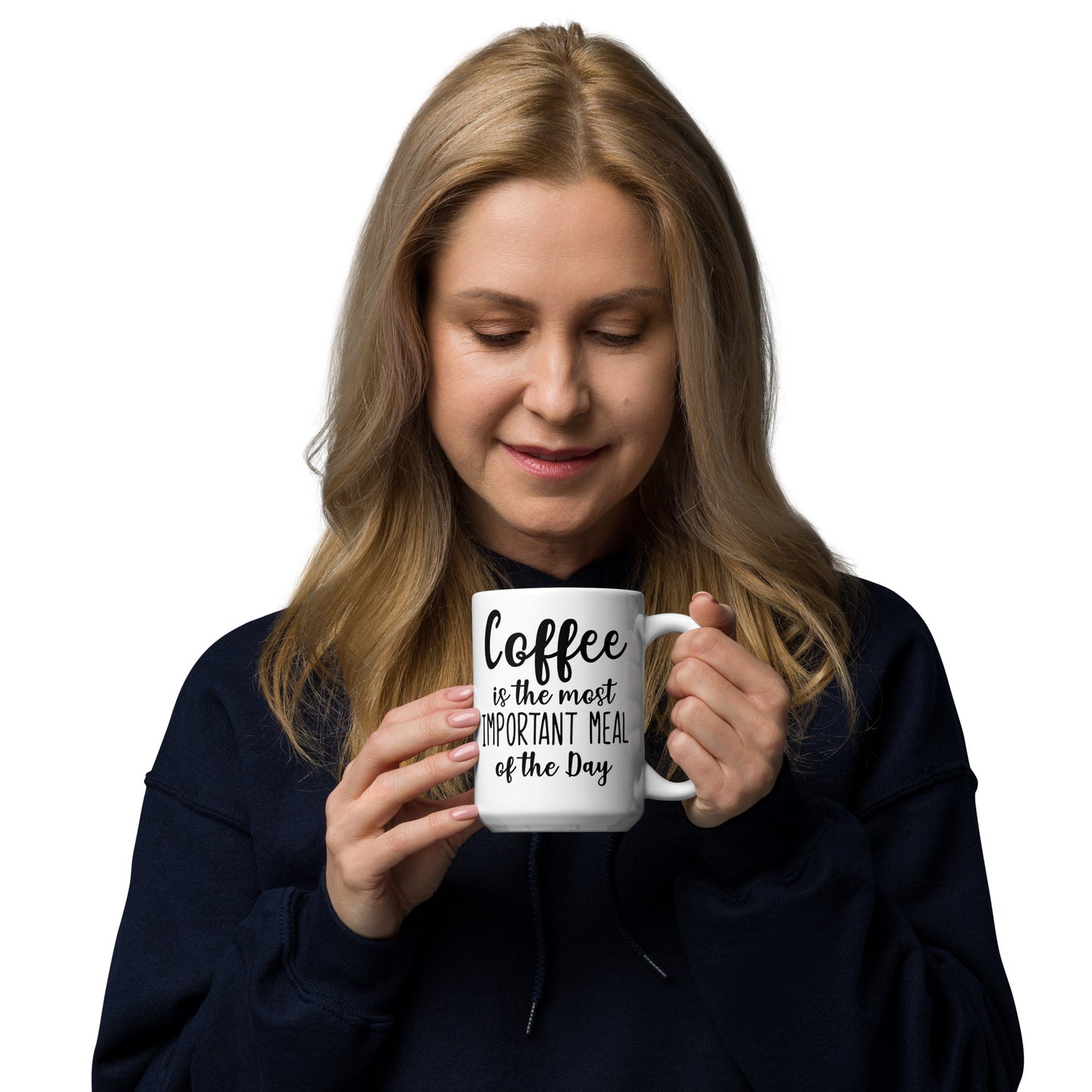 Coffee Most Important Meal White glossy mug
