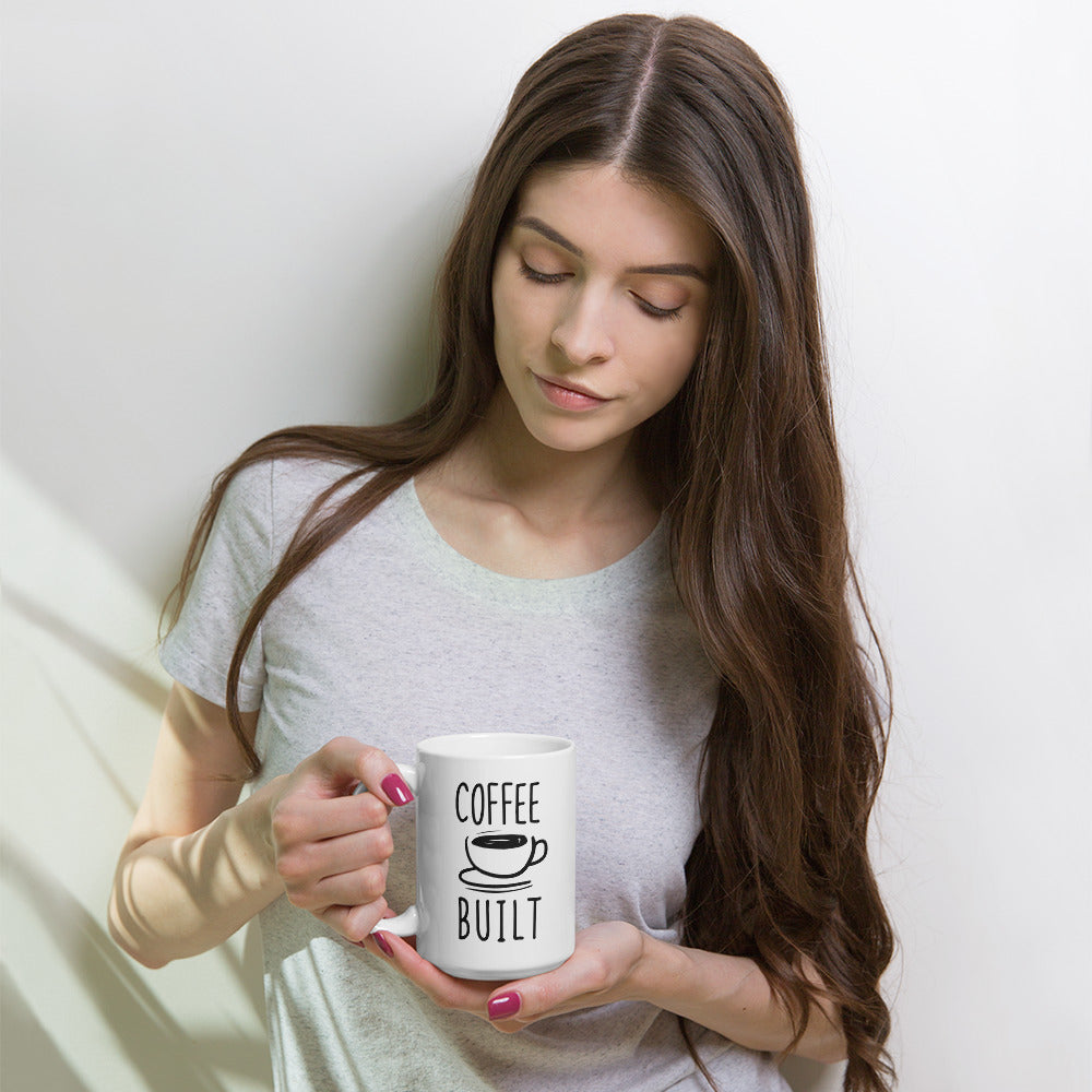 Coffee Built white glossy mug