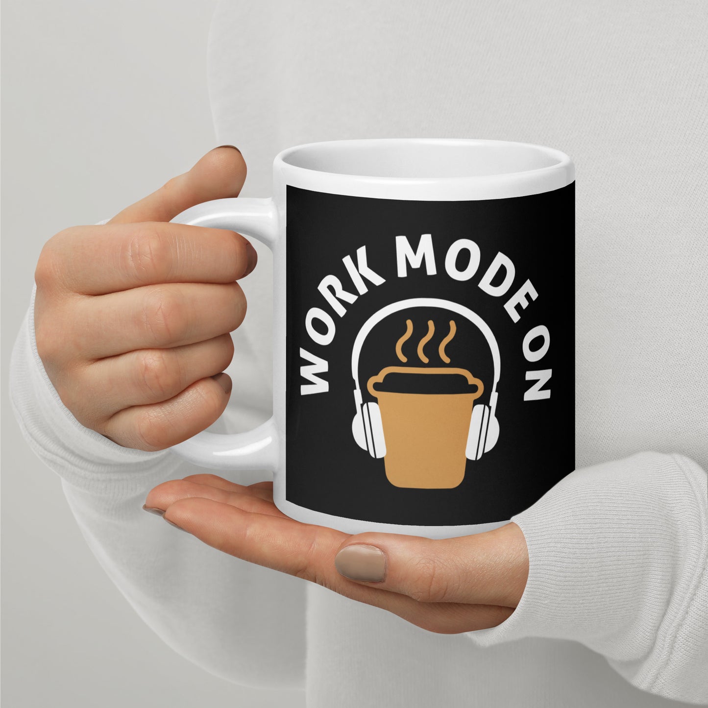 Work Mode On White glossy mug
