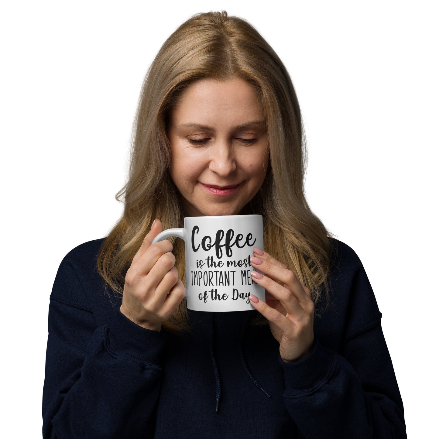 Coffee Most Important Meal White glossy mug