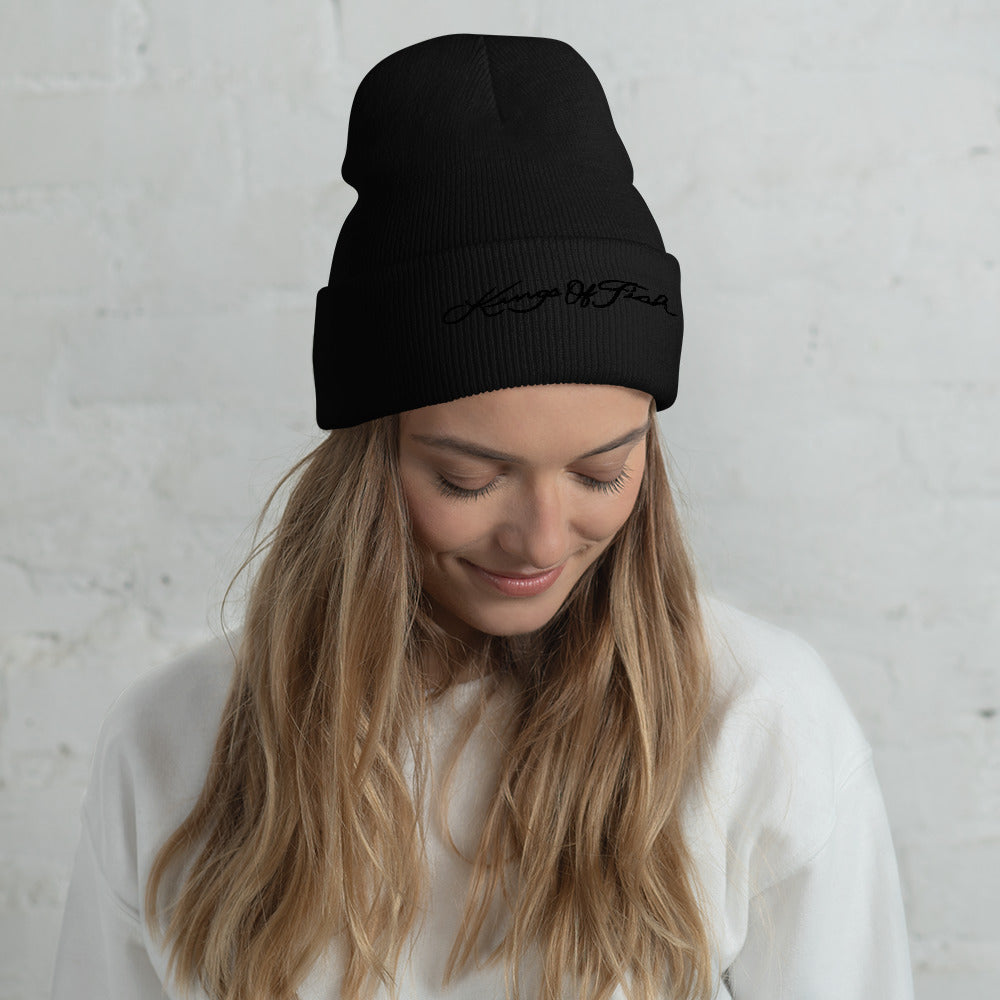 Kings of Fish Cuffed Beanie Black Lettering