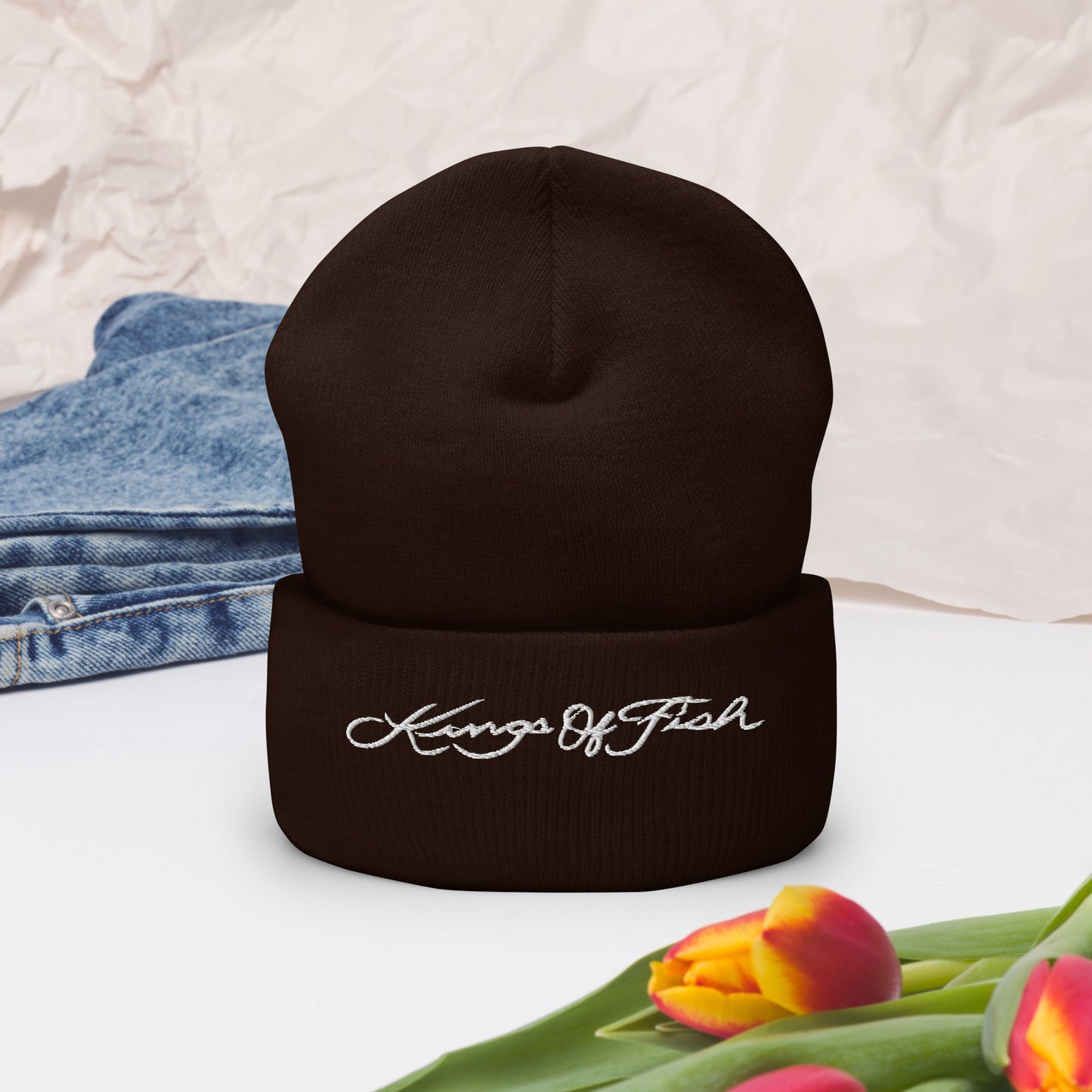 Kings of Fish Cuffed Beanie White Lettering