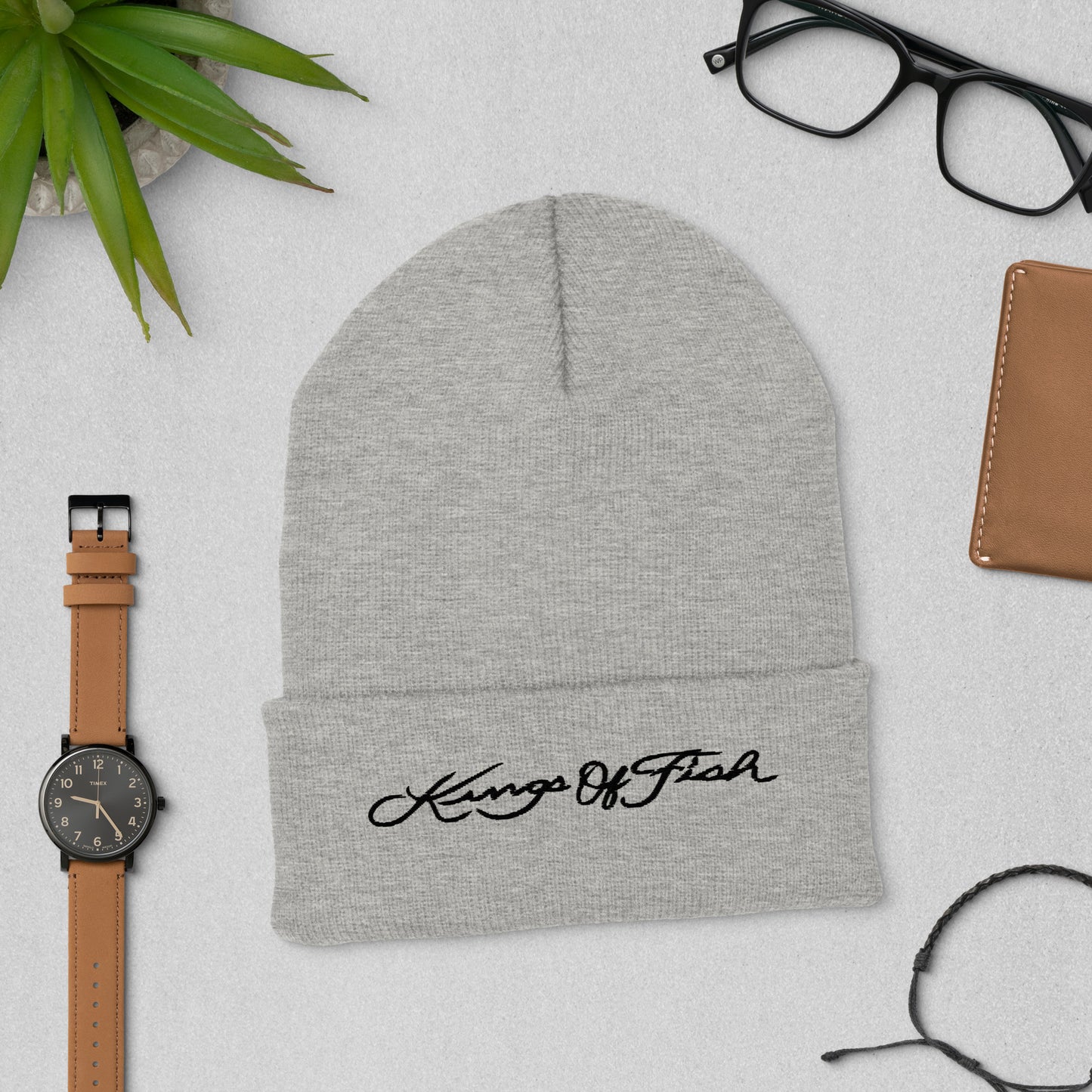 Kings of Fish Cuffed Beanie Black Lettering