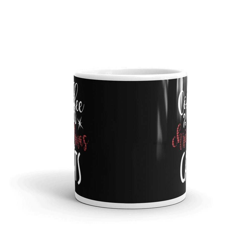 Coffee Christmas Cat Glossy Mug