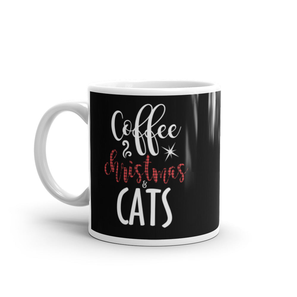 Coffee Christmas Cat Glossy Mug