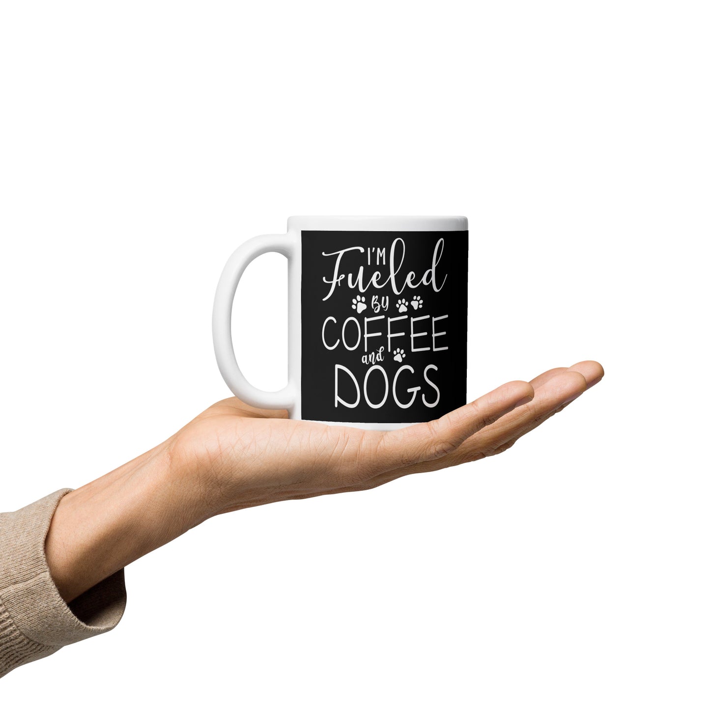 Fueled by Coffee & Dogs White glossy mug