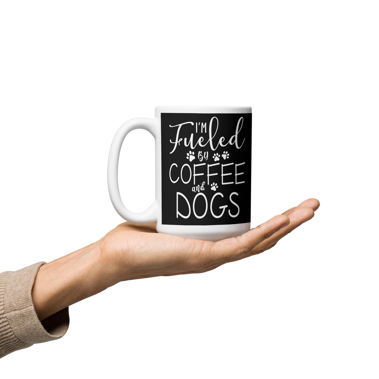 Fueled by Coffee & Dogs White glossy mug