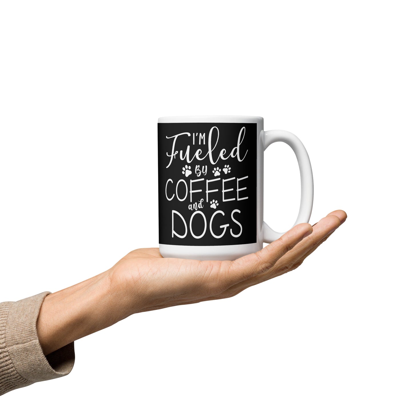 Fueled by Coffee & Dogs White glossy mug