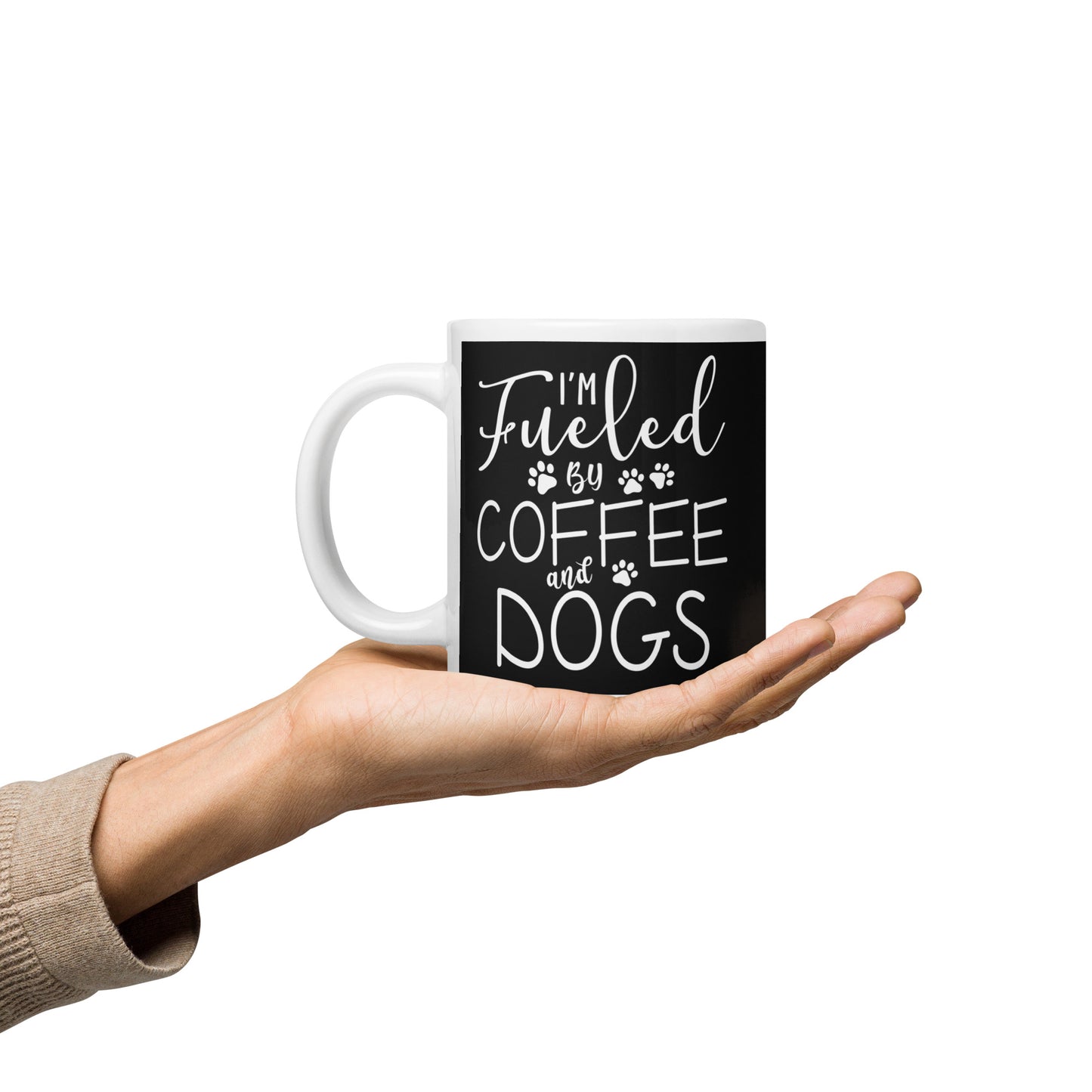 Fueled by Coffee & Dogs White glossy mug