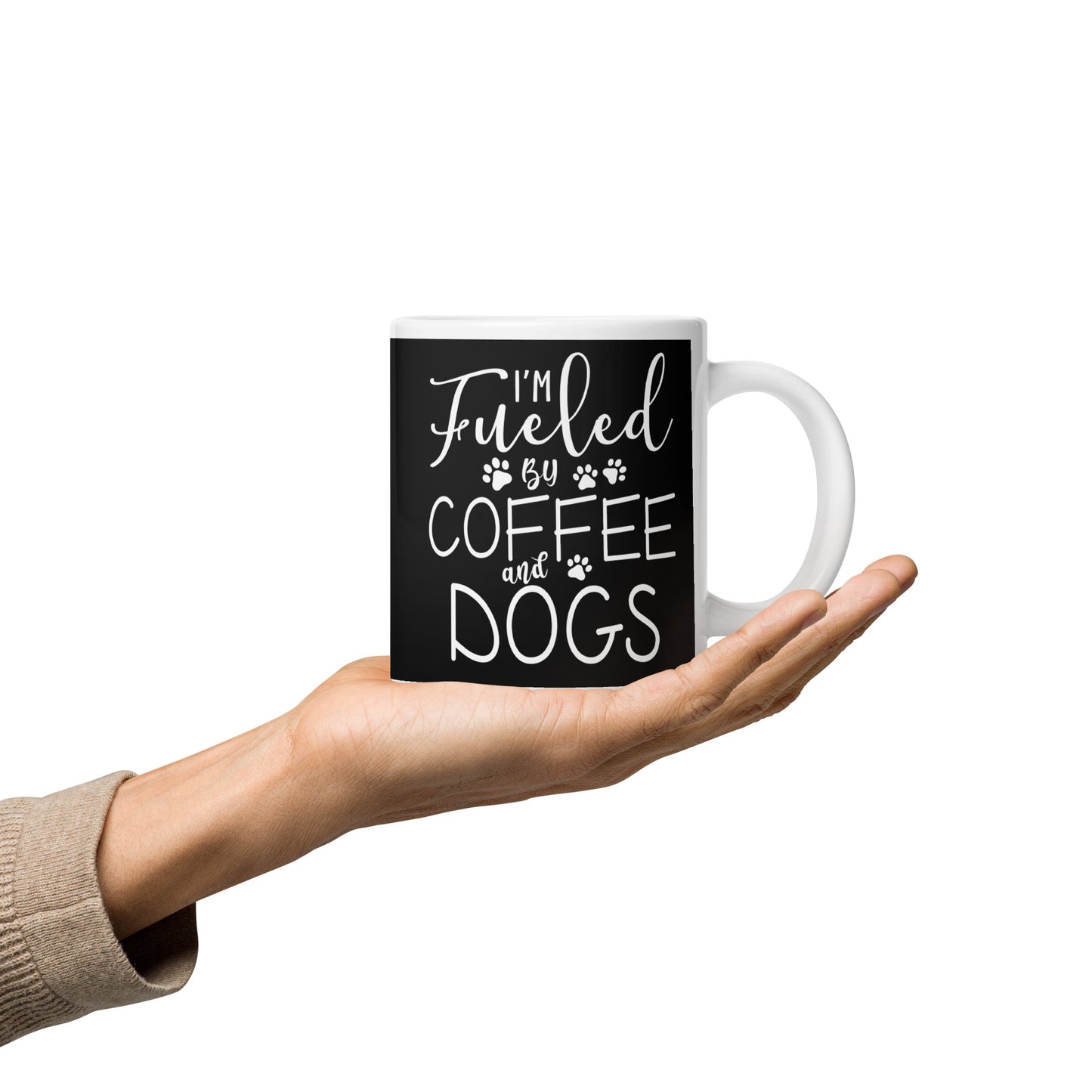 Fueled by Coffee & Dogs White glossy mug