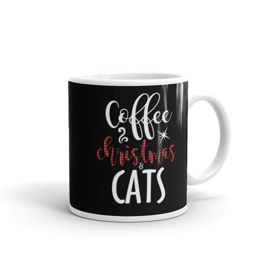 Coffee Christmas Cat Glossy Mug