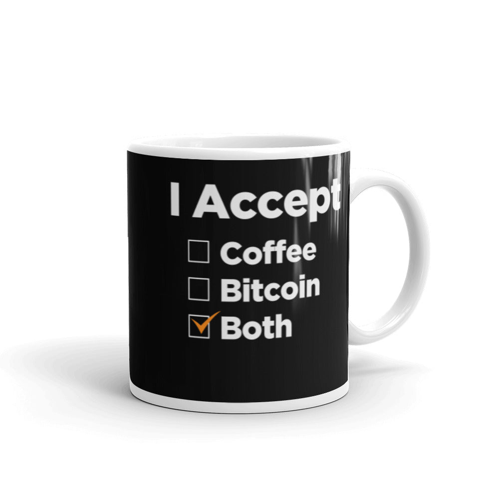 I Accept Bitcoin & Coffee Glossy Mug